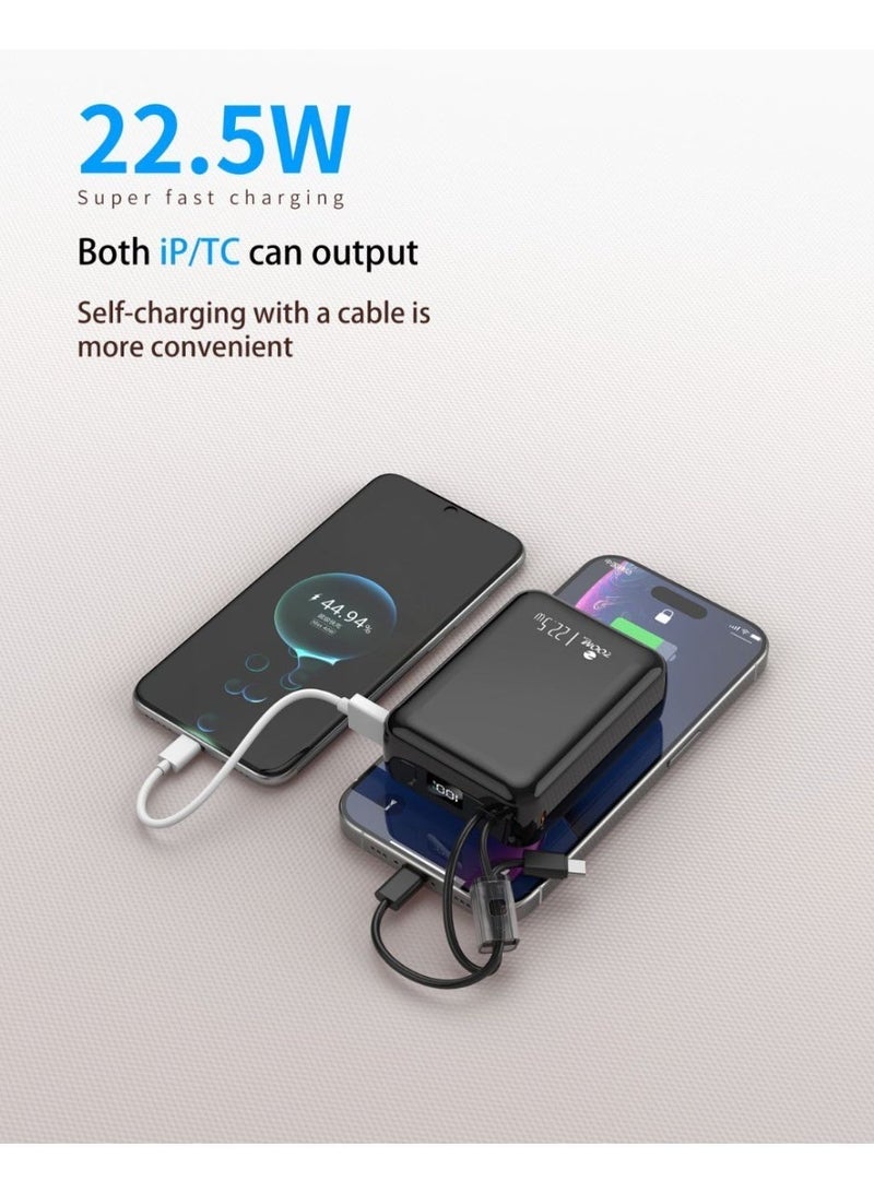 زوم بلس بنك الطاقة Zoom Plus IMPACTO فائق الصغر بسعة 20000 مللي أمبير - شاحن محمول سريع الشحن بقوة 22.5 واط مع كابلات USB-C و Lightning مدمجة، وشاشة رقمية، ومناسب للسفر (ZP24B) - Image 2